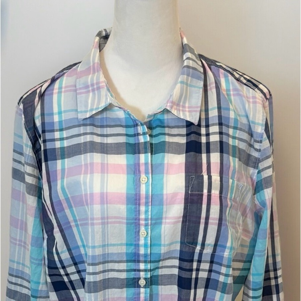 Tommy Hilfiger Blue/Pink Long Sleeve Button Down Size XXL